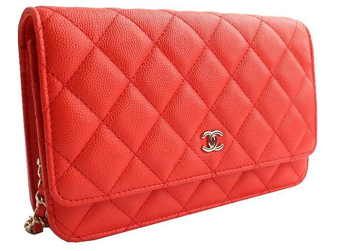 Chanel Mini borsa a tracolla in caviale rosso arancio con finiture argento Arancione - Ansicht 2
