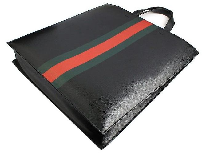 Gucci Borsa tote e a spalla in pelle nera con tripla striscia di serpente re Nero - vista 4