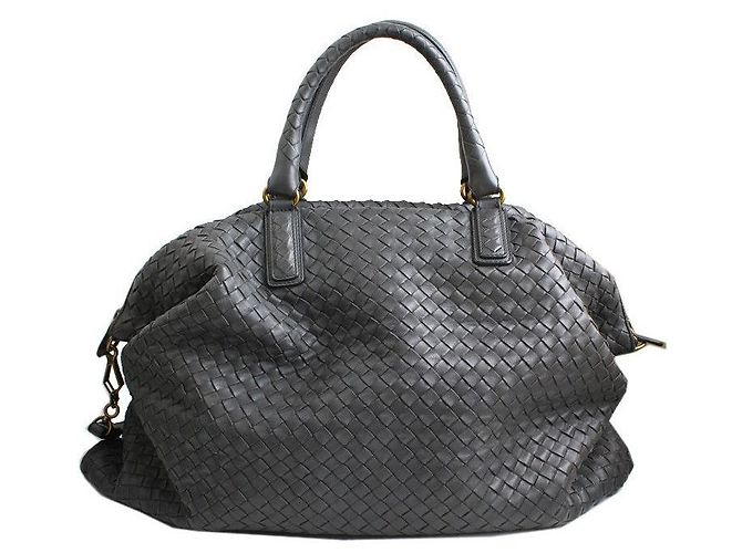 Bottega Veneta Große graue gewebte Tragetasche und Schultertasche Braun - Ansicht 3