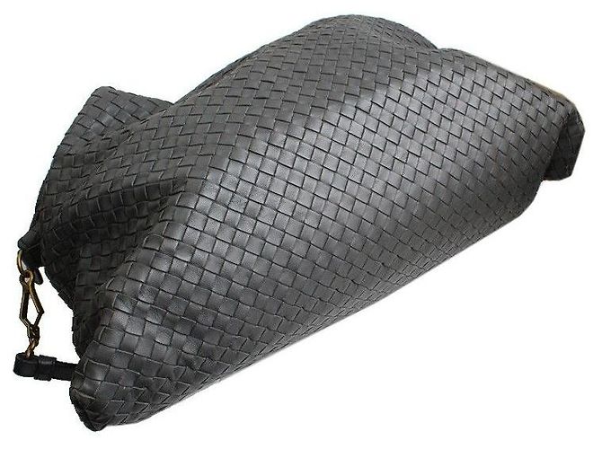 Bottega Veneta Große graue gewebte Tragetasche und Schultertasche Braun - Ansicht 4
