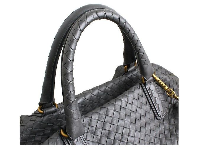Bottega Veneta Große graue gewebte Tragetasche und Schultertasche Braun - Ansicht 6