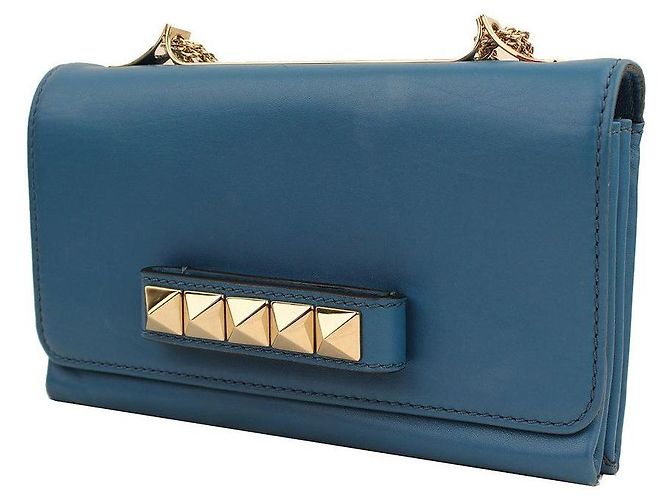 Valentino Borsa a tracolla Bababoom blu argento con catena e pattina - vista 2