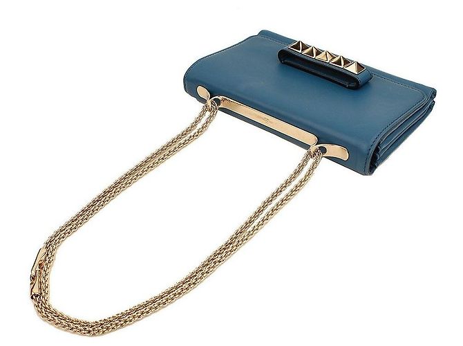 Valentino Borsa a tracolla Bababoom blu argento con catena e pattina - vista 4