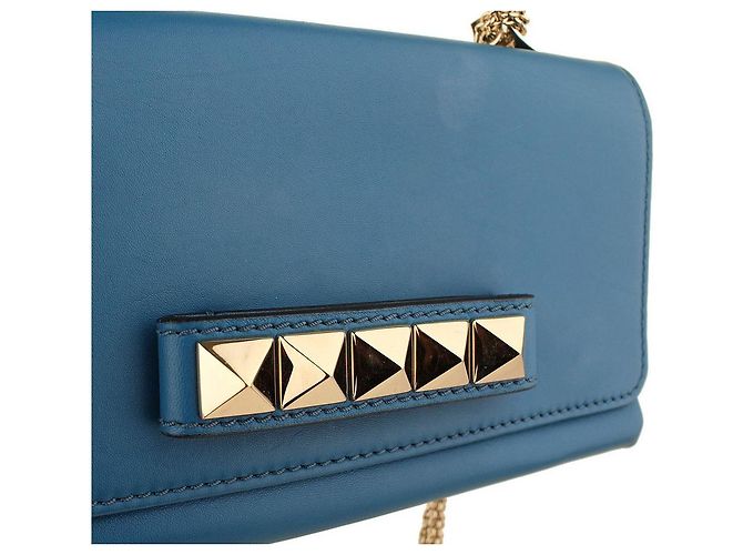 Valentino Borsa a tracolla Bababoom blu argento con catena e pattina - vista 8