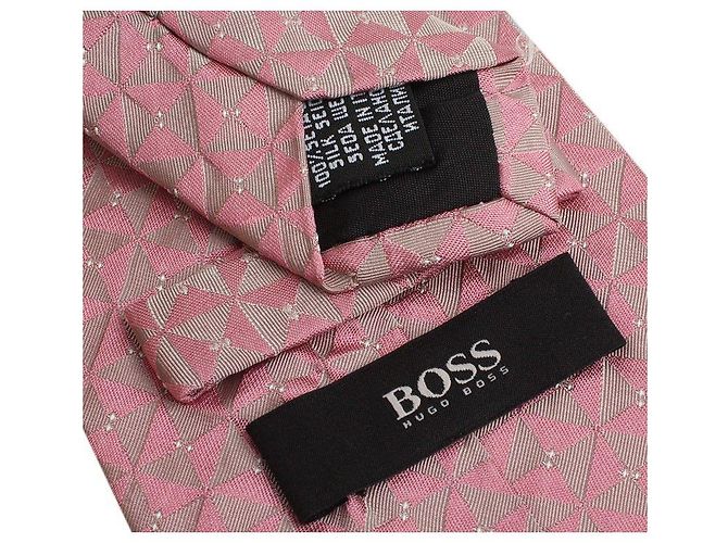 Hugo Boss Boss Pink Pattern Woven Tie - view 3
