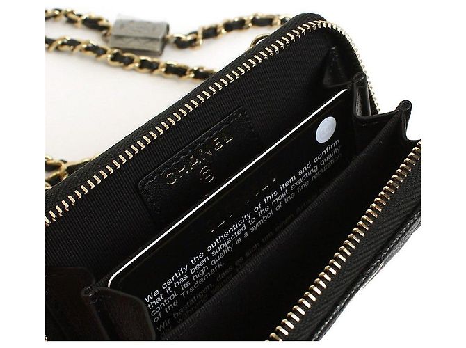 Chanel Schwarze Kaviar Zippy Kartenhalter Halskette Serie - Ansicht 4