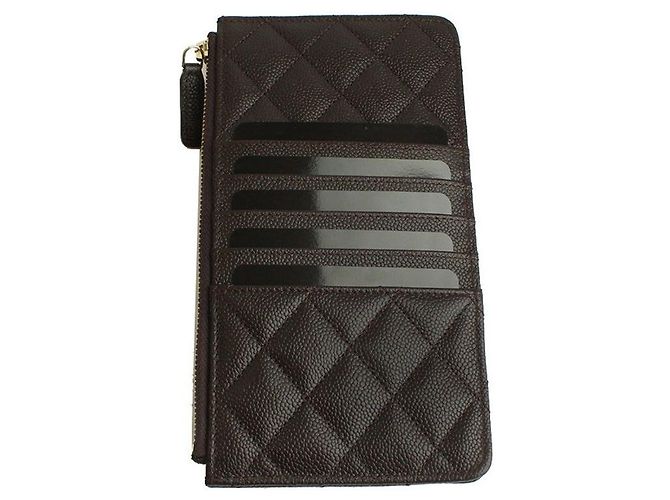 Chanel Portacarte Boy Caviar Marrone Scuro Placcato Oro Serie - vista 2