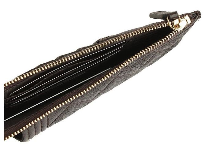 Chanel Portacarte Boy Caviar Marrone Scuro Placcato Oro Serie - vista 4