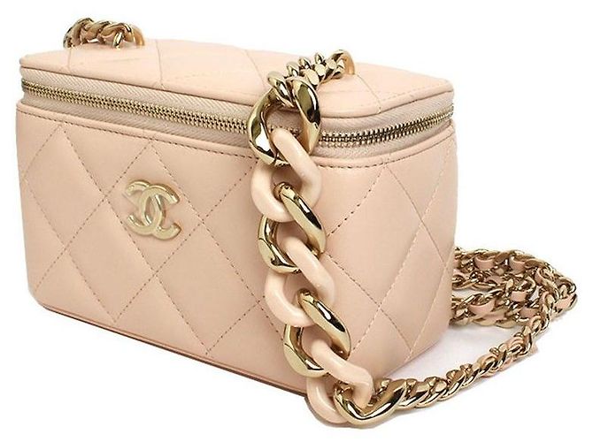 Chanel Vanity Cosmetic Powder Rosa Gold Umhängetasche Serie Pink - Ansicht 2