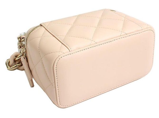 Chanel Vanity Cosmetic Powder Rosa Gold Umhängetasche Serie Pink - Ansicht 4