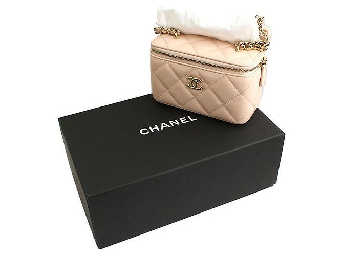 Chanel Vanity Cosmetic Powder Rosa Gold Umhängetasche Serie Pink - Ansicht 7