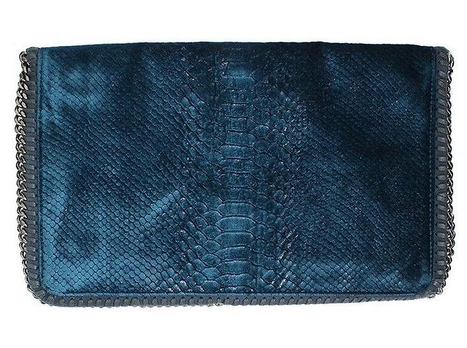 Stella Mc Cartney Clutch aus Samt mit Teal-Blauem Python-Muster - Ansicht 2