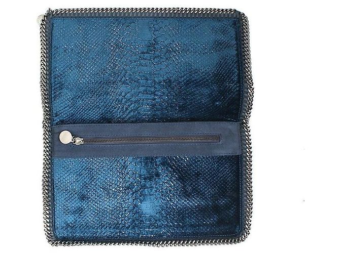 Stella Mc Cartney Clutch aus Samt mit Teal-Blauem Python-Muster - Ansicht 3