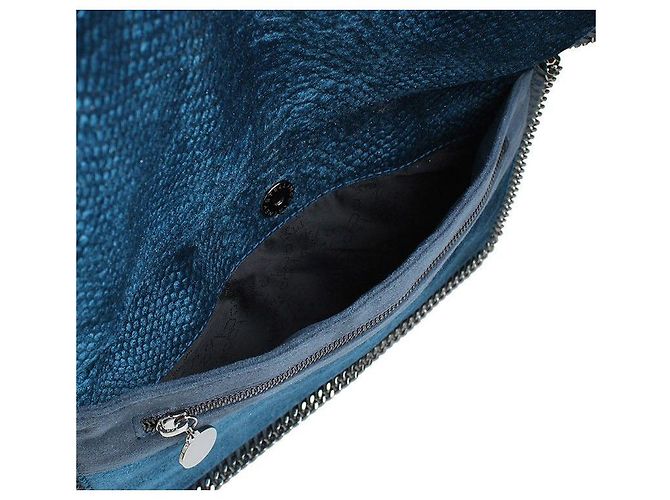 Stella Mc Cartney Clutch aus Samt mit Teal-Blauem Python-Muster - Ansicht 4