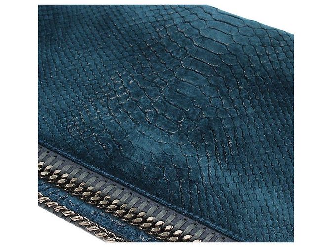 Stella Mc Cartney Clutch aus Samt mit Teal-Blauem Python-Muster - Ansicht 5