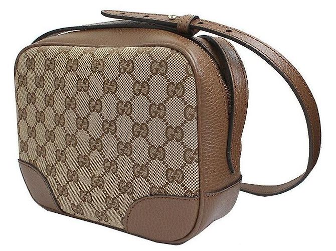 Gucci Borsa a tracolla in tela marrone - vista 2