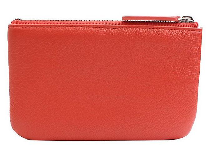 Chanel Pochette in pelle rosso corallo - vista 2