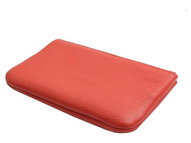Chanel Pochette in pelle rosso corallo - vista 3