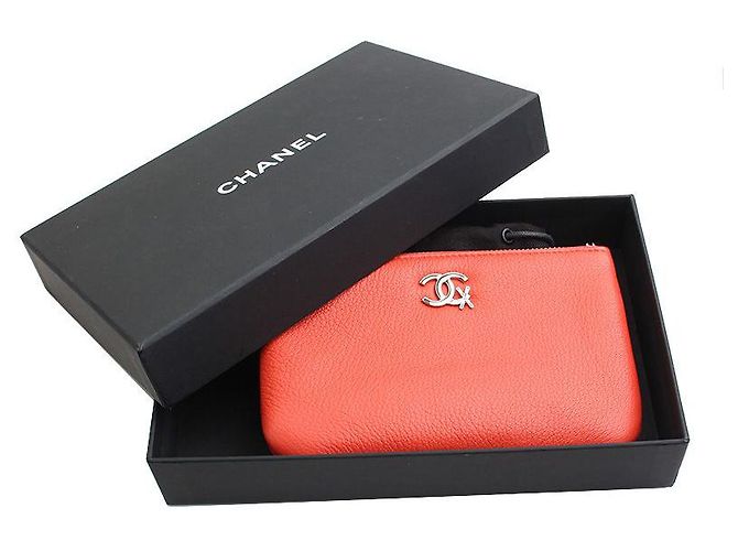 Chanel Pochette in pelle rosso corallo - vista 6