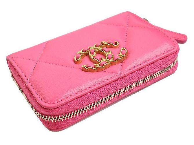 Chanel 19 Chanel Tarjetero rosa con cremallera - vista 3