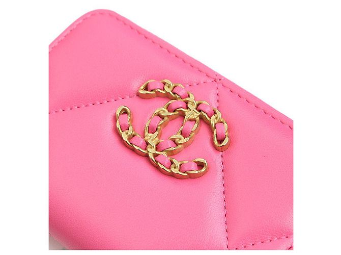Chanel 19 Chanel Tarjetero rosa con cremallera - vista 5