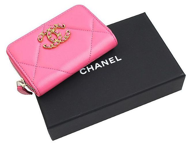 Chanel 19 Chanel Tarjetero rosa con cremallera - vista 6