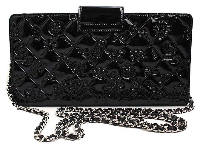 Chanel Mini borsa a tracolla iconica in vernice nera Nero - vista 3