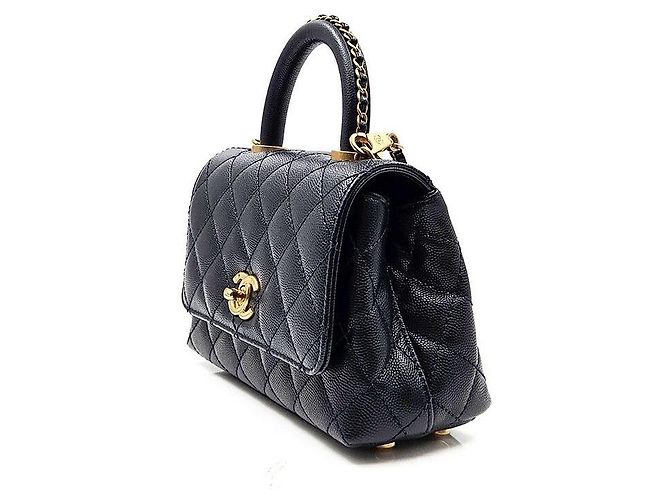 Chanel Mini-Handtasche mit Kette Caviar Coco Handle Blau - Ansicht 2