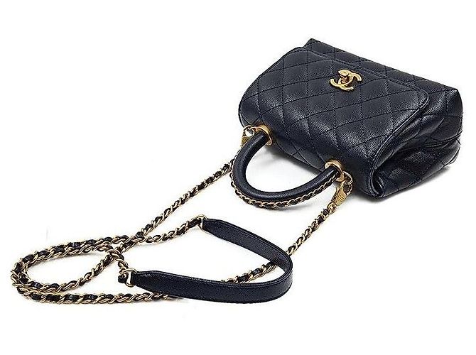 Chanel Mini-Handtasche mit Kette Caviar Coco Handle Blau - Ansicht 5
