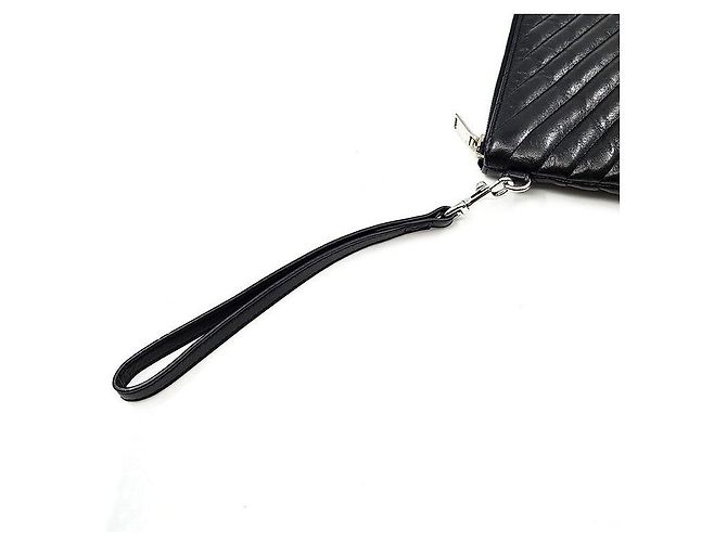 Saint Laurent Clutch Matelassé Grande Argento Nero - vista 5