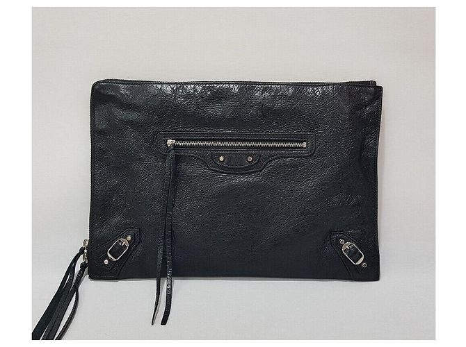 Balenciaga Borsa Clutch Motor Nera Argento - vista 2