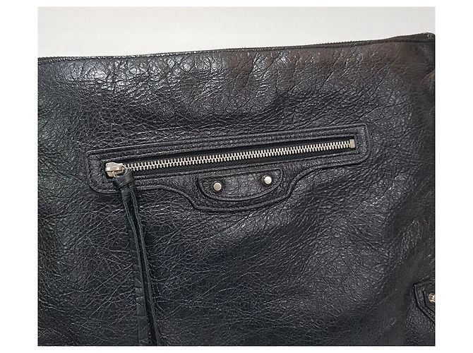 Balenciaga Borsa Clutch Motor Nera Argento - vista 3