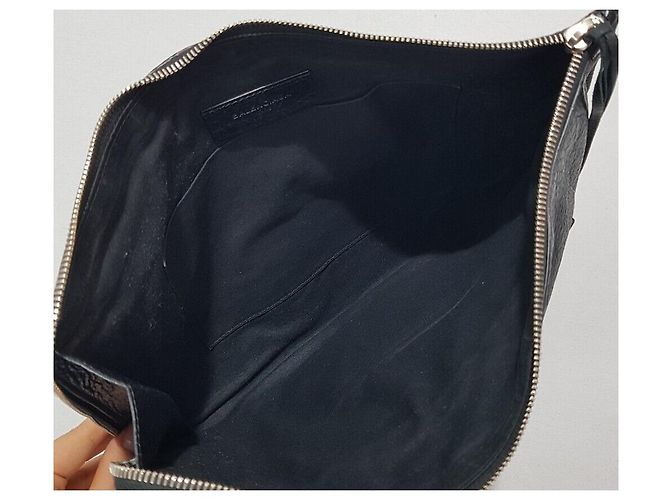 Balenciaga Borsa Clutch Motor Nera Argento - vista 8