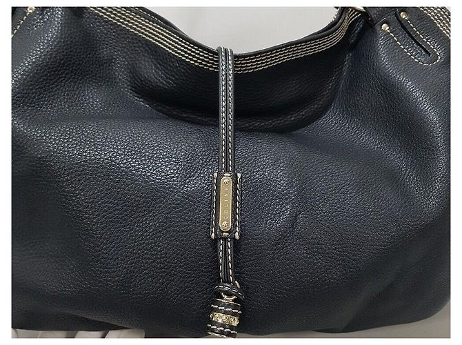 Céline Grande Borsa a Spalla in Pelle Nera Nero - vista 3