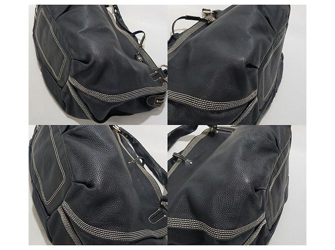 Céline Grande Borsa a Spalla in Pelle Nera Nero - vista 8