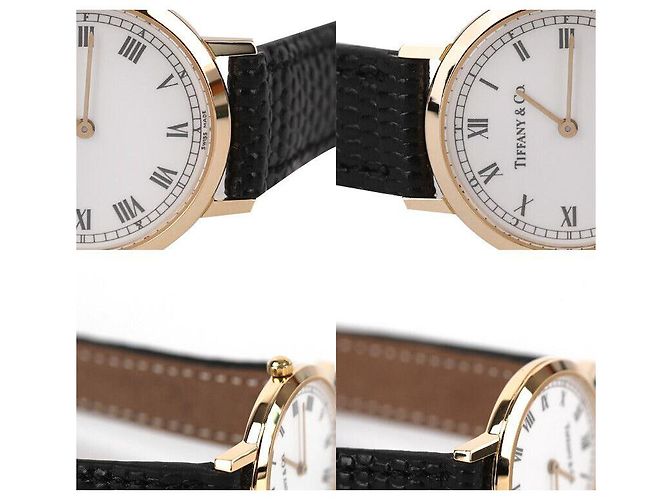 Tiffany & Co Classico Rotondo Oro Giallo Pelle Bianca Nera Nero - vista 6