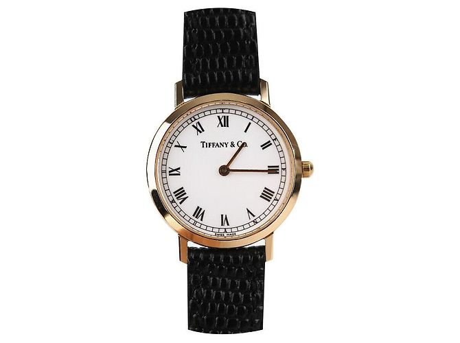 Tiffany & Co Classico Rotondo Oro Giallo Pelle Bianca Nera Nero - vista 7