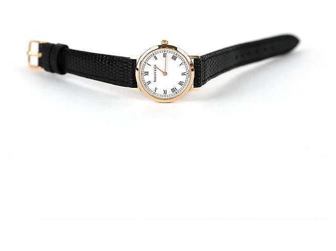 Tiffany & Co Classico Rotondo Oro Giallo Pelle Bianca Nera Nero - vista 8