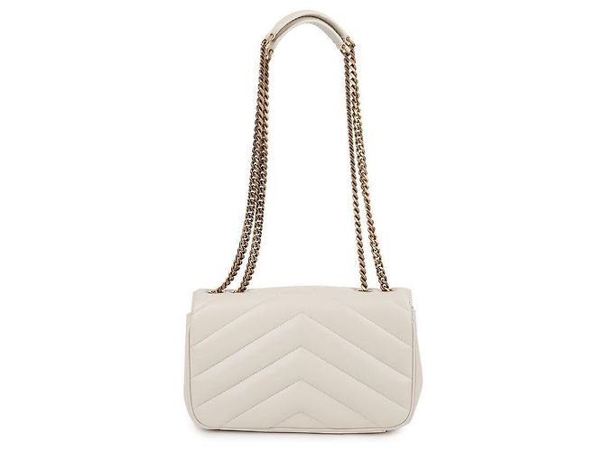 Saint Laurent Borsa a spalla trapuntata con catena Bianco - vista 5