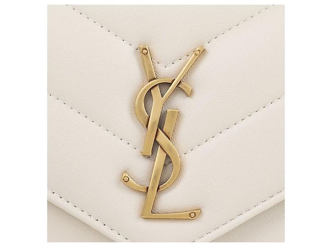 Saint Laurent Borsa a spalla trapuntata con catena Bianco - vista 9