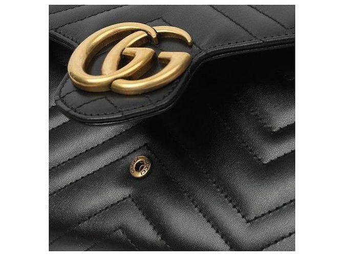 Gucci Borsa a spalla mini Marmont trapuntata con catena Nero - vista 5
