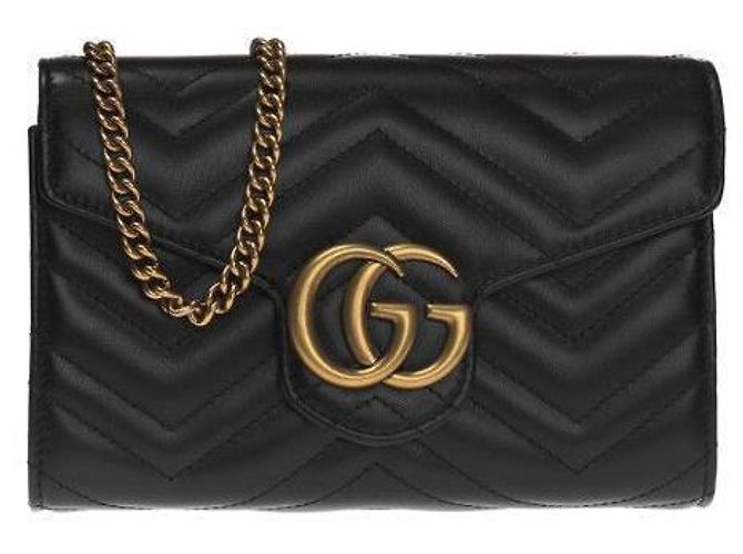 Gucci Borsa a spalla mini catena Marmont trapuntata Nero - vista 2