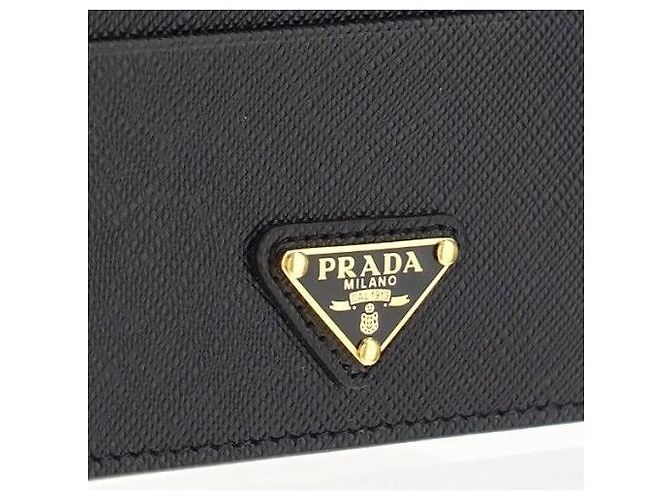 Prada Tarjetero de cuero Saffiano con logo triangular QHH Negro - vista 6