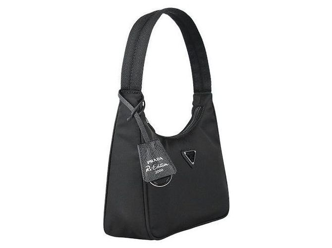 Prada Borsa Hobo in Tessuto Nylon Nero - vista 3