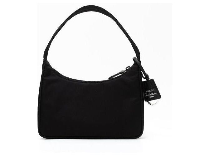Prada Borsa Hobo in Tessuto Nylon Nero - vista 5
