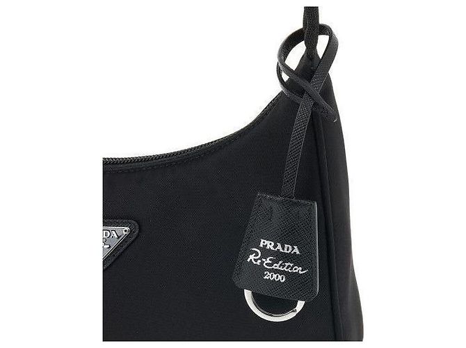 Prada Borsa Hobo in Tessuto Nylon Nero - vista 7