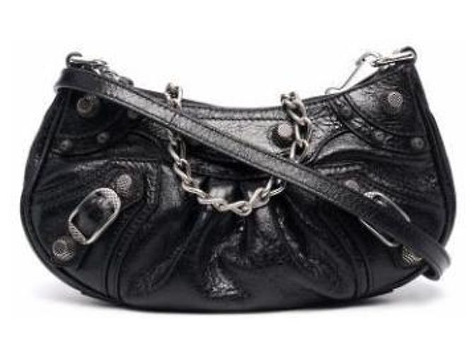 Le Cagole Balenciaga Bolsa de Ombro Mini Cagole com Corrente Preto - vista 3
