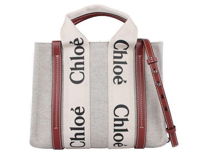 Chloé Borsa tote piccola marrone Woody - vista 10