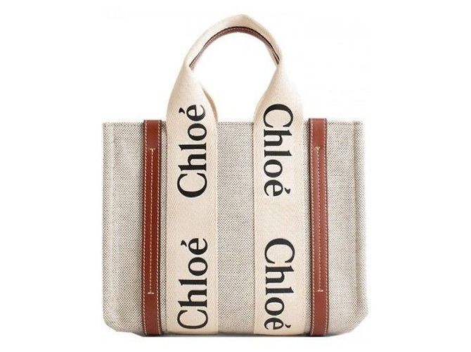 Chloé Borsa tote piccola marrone Woody - vista 3