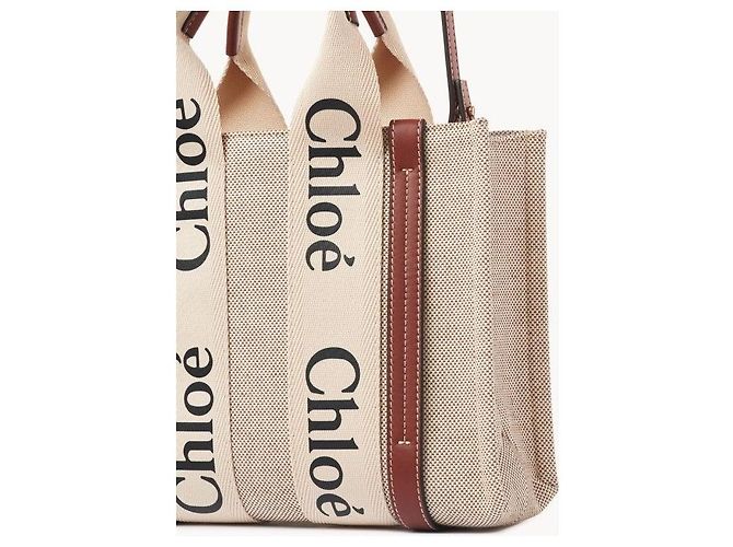Chloé Borsa tote piccola marrone Woody - vista 4